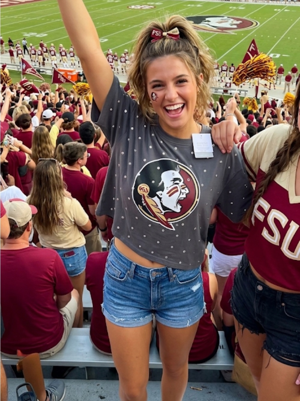 Game day couture Studded Graphic Crop Tee with Team Crest nwt